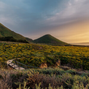 Vibrant sunset on the central coast of California in Big Sur